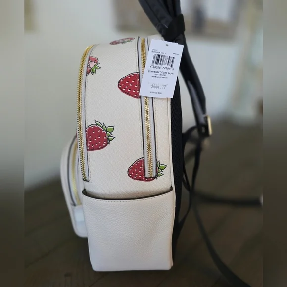 NWT Coach Court Backpack In Signature Canvas Strawberry Print - Picture 9 of 16